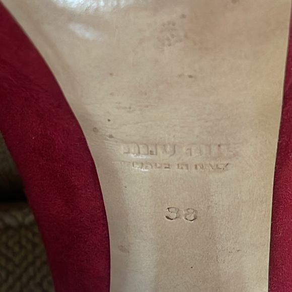 Miu Miu Burgundy Peep Toe Heels, 38 - Picture 10 of 12